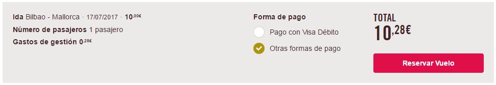 Vuelo 10€ Bilbao Mallorca