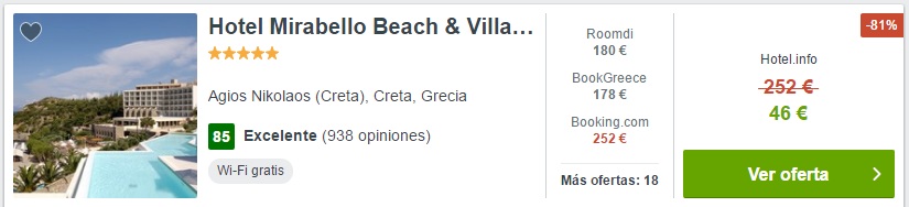 HOTEL MIRABELLO BEACH EN CRETA