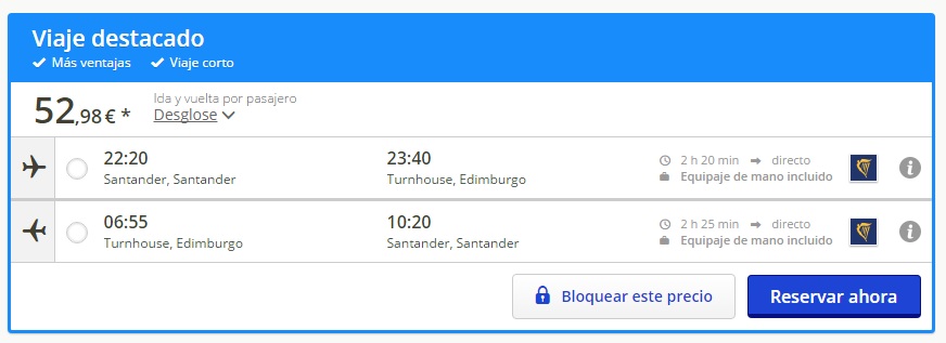 BILLETE SUPER BARATO SANTANDER-EDIMBURGO
