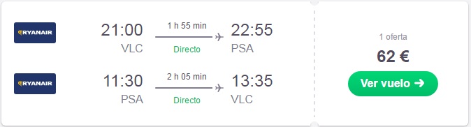 VUELOS BARATOS A PISA EN VERANO