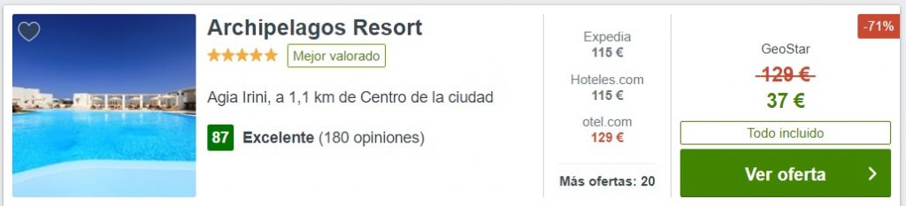 HOTEL SUPER BARATO ISLAS GRIEGAS