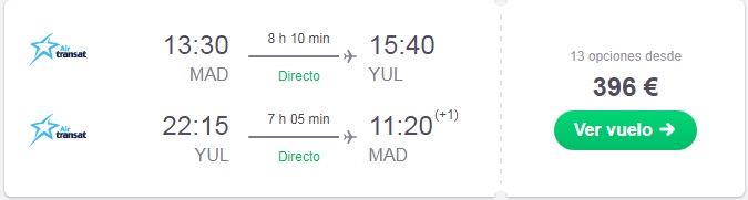 VUELOS DIRECTOS A MONTREAL