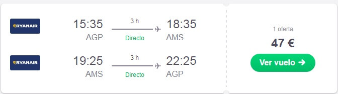Vuelo barato a Ámsterdam desde Málaga