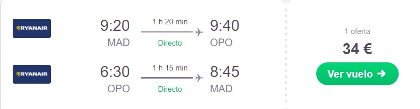 vuelo super barato a Oporto