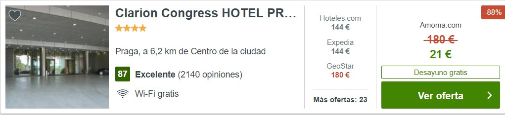 Hotel tarifa error Praga