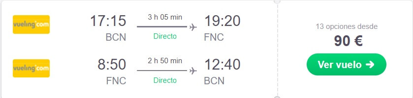 vuelo barato a Madeira en verano