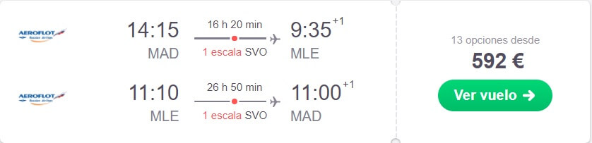 vuelo barato a Maldivas en verano 2018