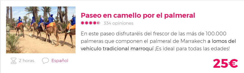 tour en camello por Marrakech