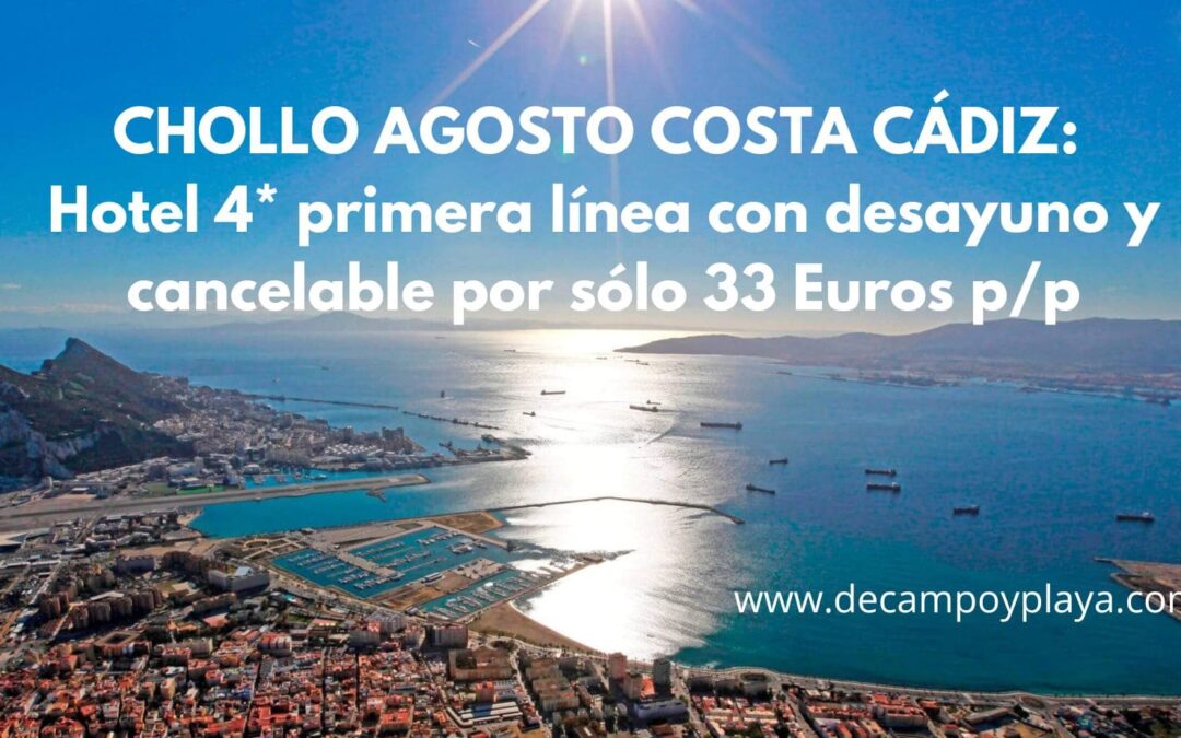 AGOSTO COSTA CÁDIZ: Hotel 4* primera línea playa con desayuno y cancelable por sólo 33 Euros p/p