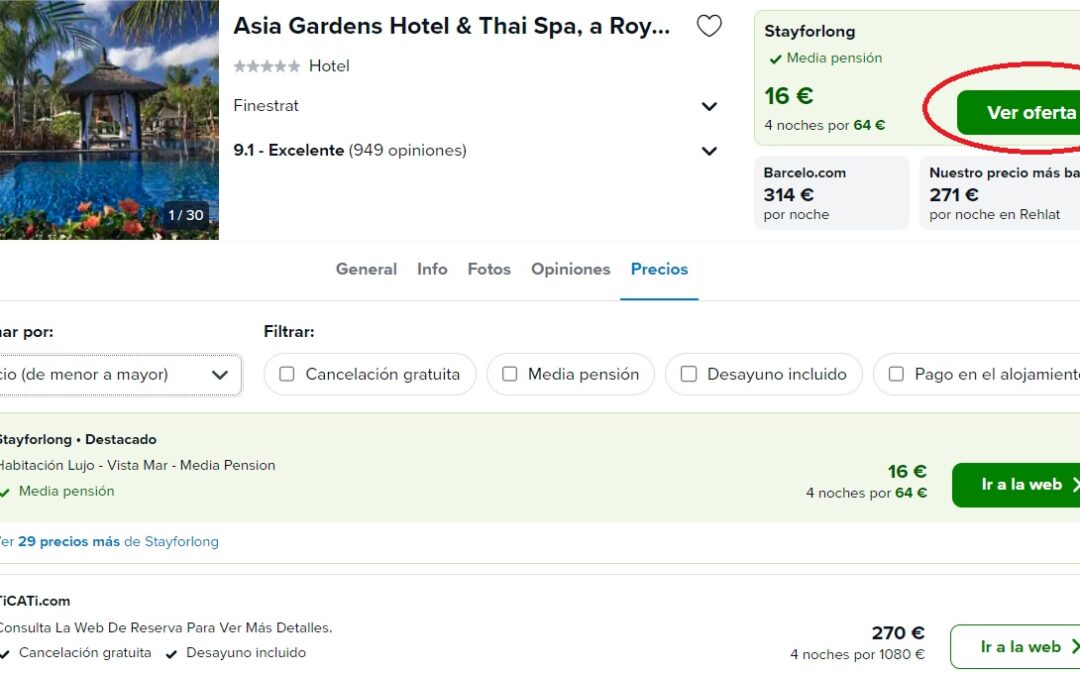 EXCLUSIVO HOTEL SPA 5* ASIA GARDENS Alicante MEDIA PENSIÓN sólo 8 Euros p/p
