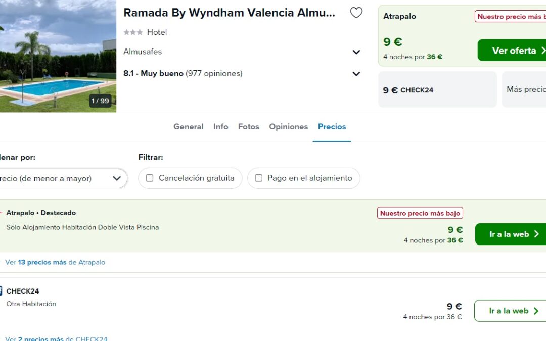 RÁPIDO!! VALENCIA Hotel por sólo 3 Euros p/p