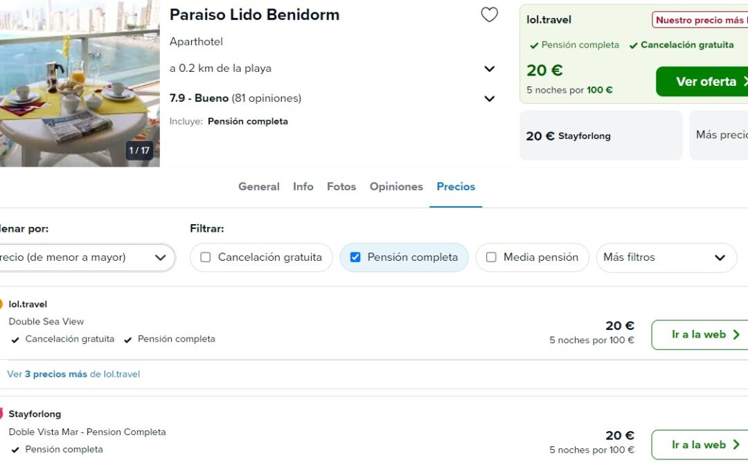 CORREE!! BENIDORM Apartahotel frente al mar PENSIÓN COMPLETA por sólo 6 Euros p/p