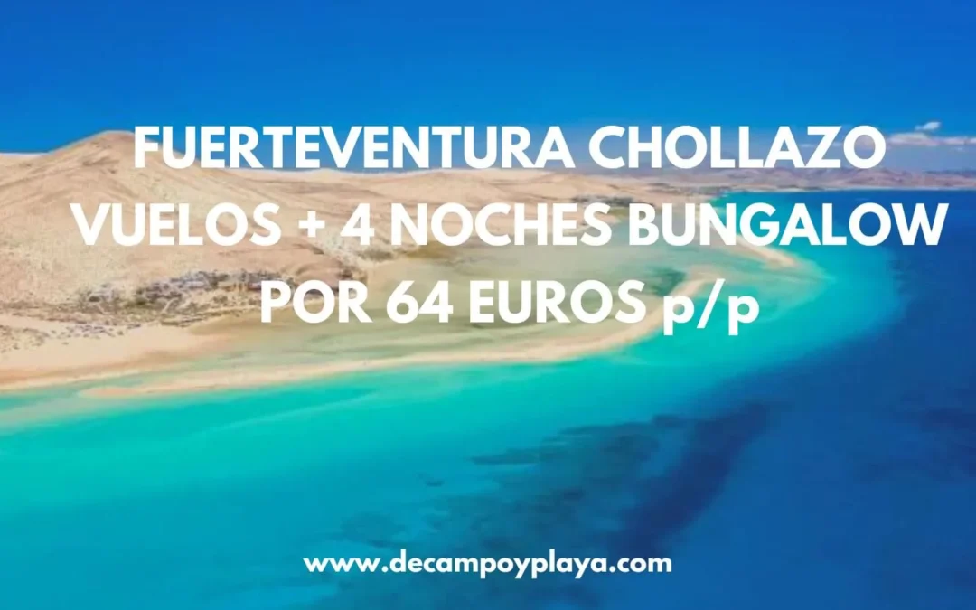 BRUTAL FUERTEVENTURA Navidades: Vuelos + 4 noches bungalow para cuatro por SÓLO 64 Euros p/p