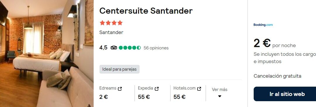 NI LO PIENSES!! SANTANDER puente Diciembre Hotel 4* por SÓLO 1 Euro p/p