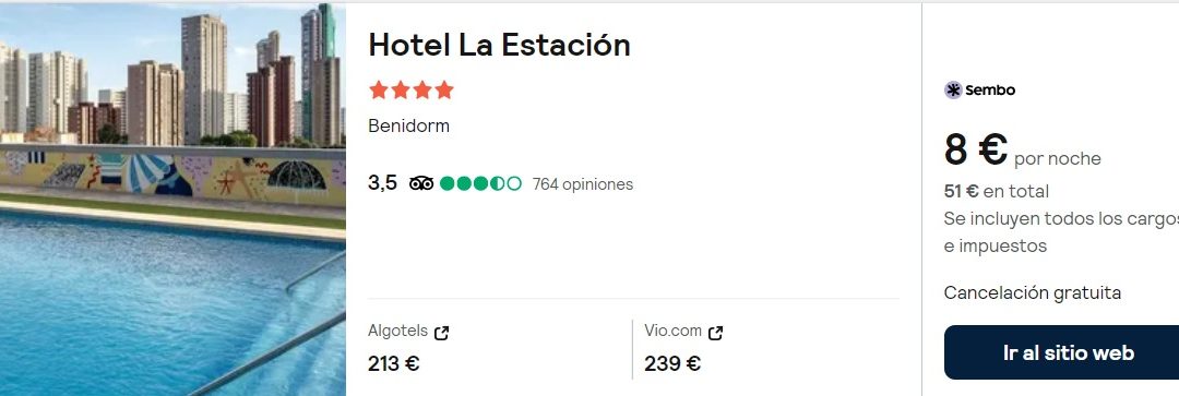 NI LO PIENSES!! BENIDORM: Hotel 4* por sólo 4 Euros p/p