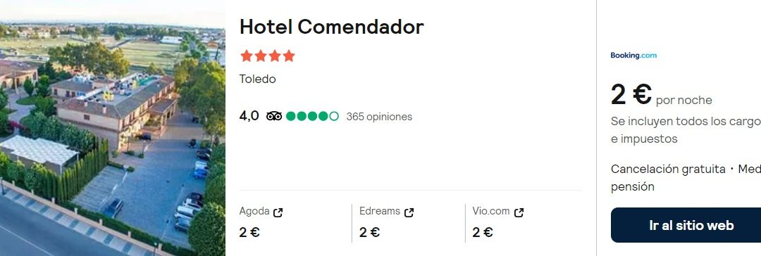 NI LO PIENSES!! TOLEDO: Hotel 4* con MEDIA PENSIÓN sólo 1 Euro p/p