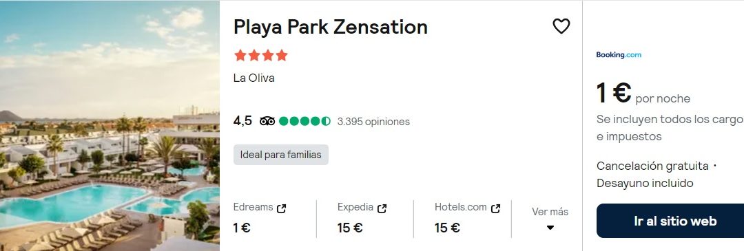 RÁPIDO!! FUERTEVENTURA Verano: Hotel 4* frente playa con desayuno por SÓLO 0,50 CÉNTIMOS