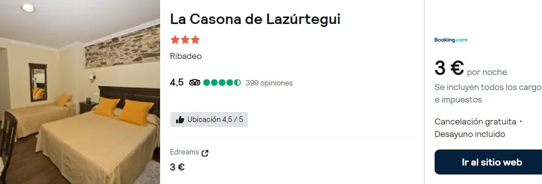 RÁPIDO!! GALICIA en verano: Hotel 4* con desayuno por sólo 1,50 Euros p/p