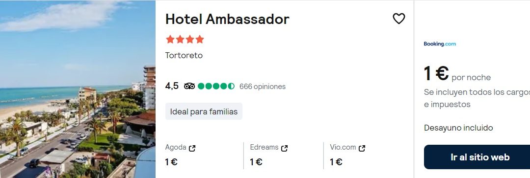 DE LOCOS!! ITALIA región Abruzzos: Hotel 4* con desayuno por sólo 0,50 CÉNTIMOS p/p