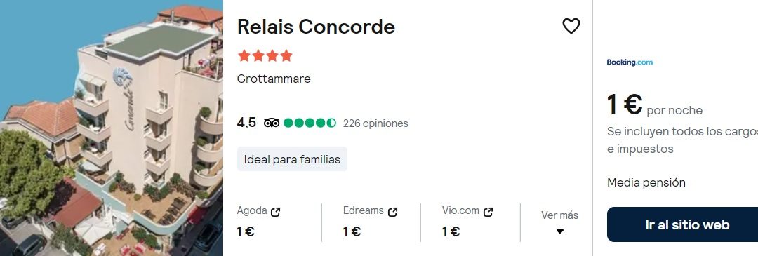 RÁPIDO!! ITALIA (Ascoli – Lazio) Hotel 4* junto playa MEDIA PENSIÓN por sólo 0,50 CÉNTIMOS p/p