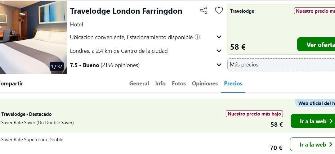 LONDRES EN AGOSTO: Hotel CENTRO en King Cross por sólo 29 Euros p/p