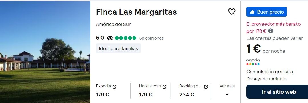 TARIFA ERROR NUNCA VISTA!! ARGENTINA: Suite para tres CON DESAYUNO por 0 EUROS