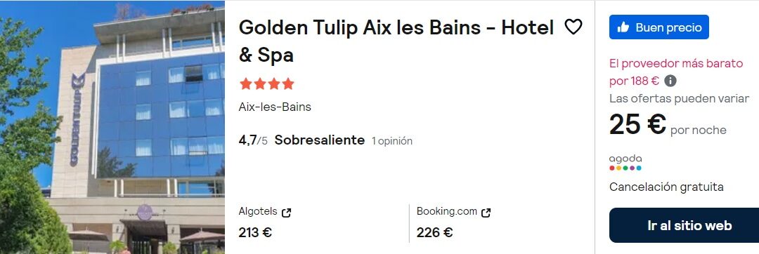 FRANCIA AGOSTO: Hotel 4*con Spa de lujo en Aix Les Bains ciudad termal en Saboya SÓLO 13 Euros p/p