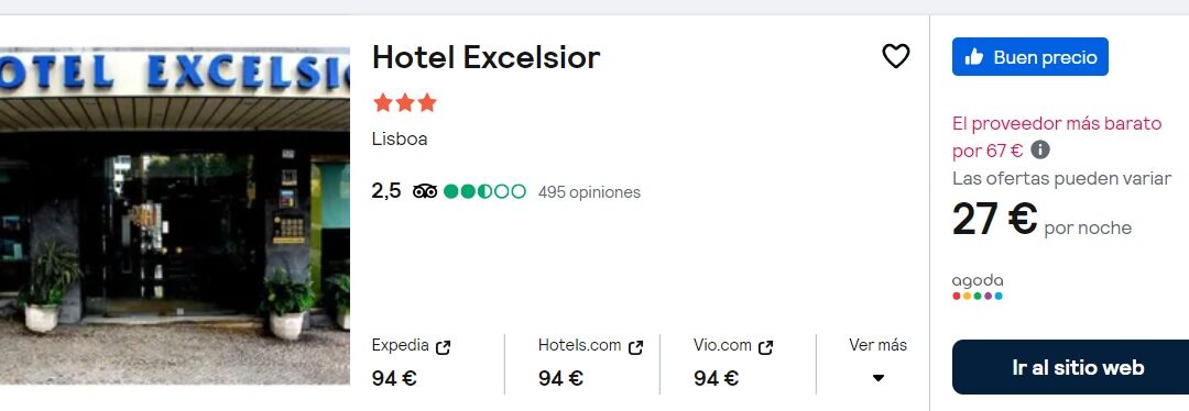 ÚLTIMA HORA LISBOA: Hotel en el centro histórico sólo 13 Euros p/p