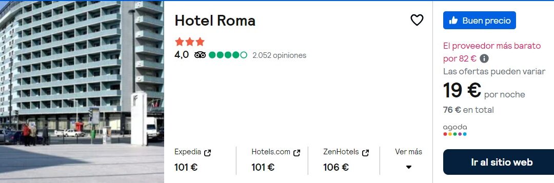ÚLTIMA HORA LISBOA: Hotel en el centro SÓLO 9 Euros p/p