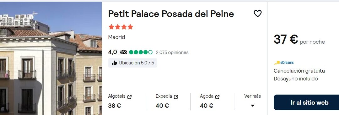 MADRID junto Plaza Mayor: Hotel 4* Posada del Peine con desayuno SÓLO 16 Euros p/p