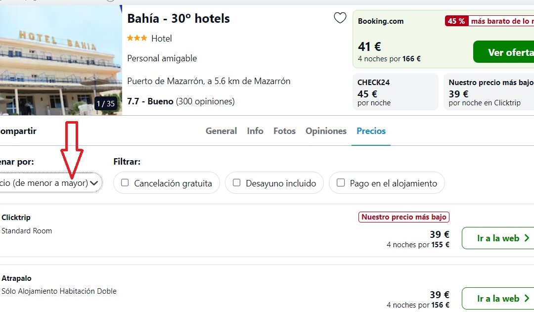 ÚLTIMA HORA COSTA DE MURCIA: Hotel frente playa Mazarrón SÓLO 19 Euros p/p