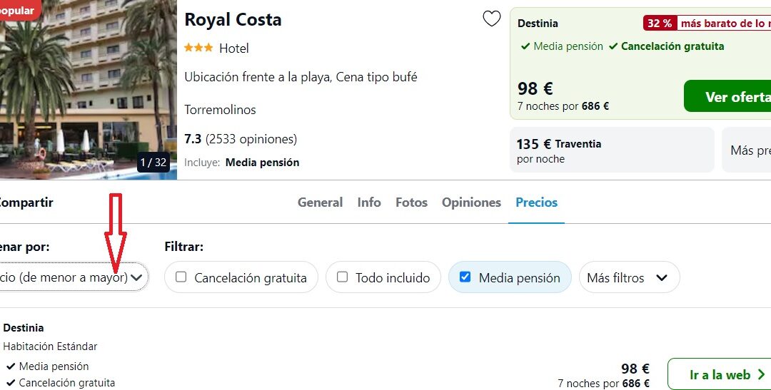 AGOSTO COSTA DEL SOL: Hotel en Torremolinos primera línea playa MEDIA PENSIÓN sólo 32 Euros p/p