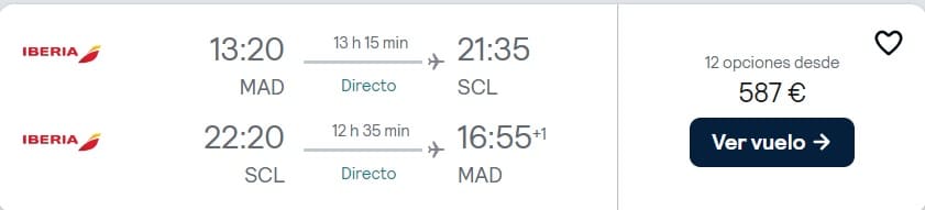 BRUTAL!! CHILE VUELOS DIRECTOS con IBERIA por sólo 293 Euros el trayecto