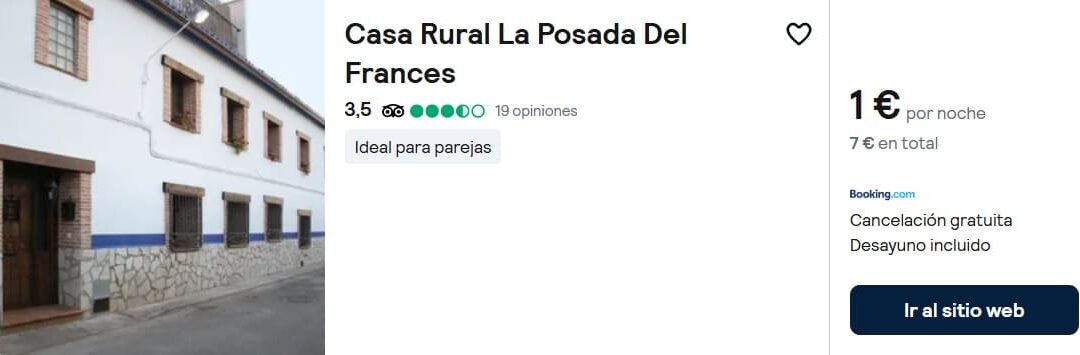 TOLEDO chollazo: Posada rural con desayuno para dos por sólo 1 Euro