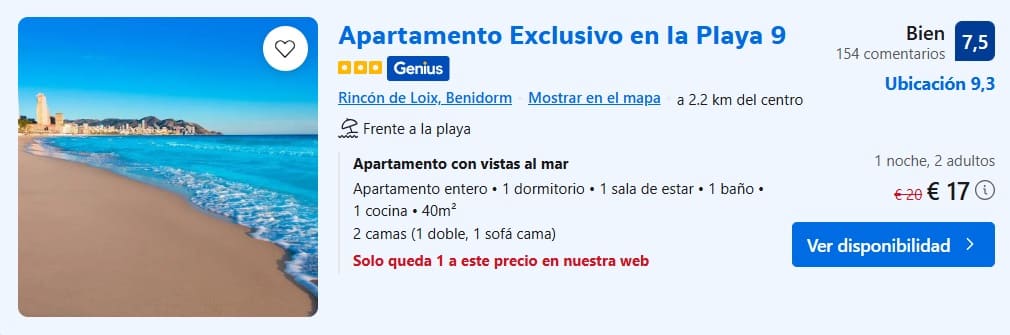 ULTIMÍSIMA HORA BENIDORM: Apartamento de lujo primera línea de playa para cuatro SÓLO 4 Euros p/p