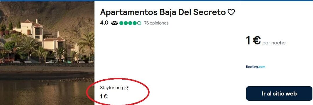 LA GOMERA Tarifa Error: Apartamento 2 dormitorios frente a la playa por 1 Euro