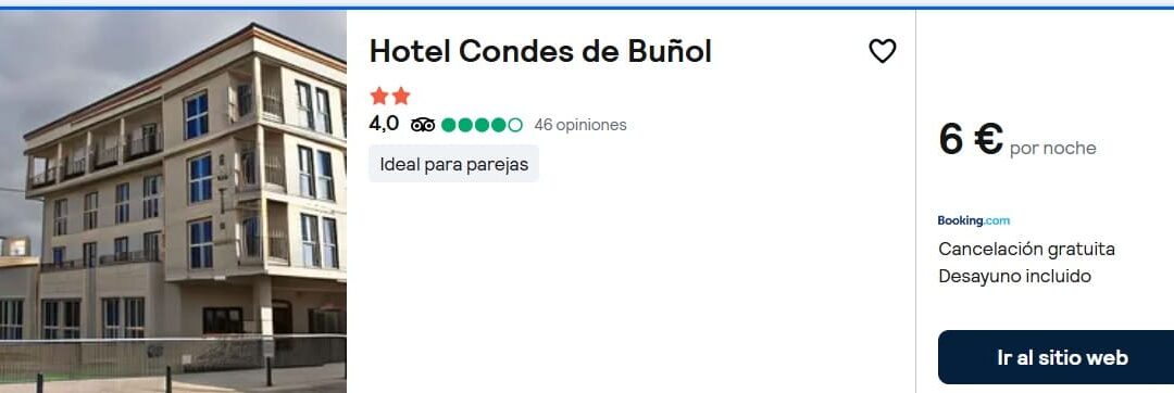 Provincia de VALENCIA: Hotel con desayuno en Buñol por sólo 3 Euros p/p