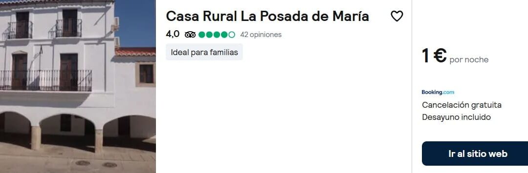 CÁCERES Fin de semana: Alojamiento rural con encanto y desayuno sólo 1 Euro