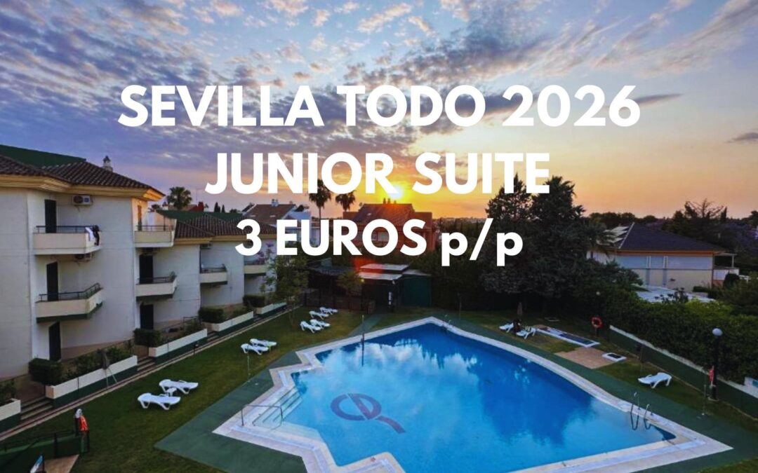 SEVILLA todo 2026: JUNIOR SUITE en Apartahotel con piscina por SÓLO 3 Euros p/p