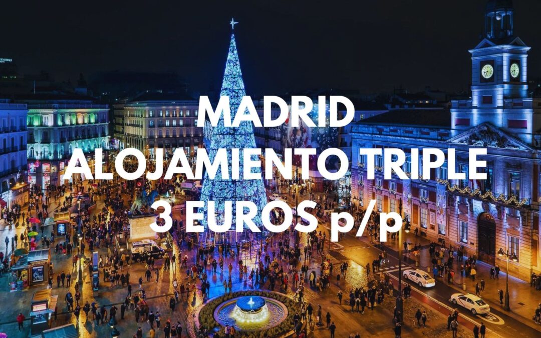MADRID en Enero: Alojamiento JUNTO PUERTA DEL SOL hasta tres pax con baño privado por SÓLO 3 Euros p/p