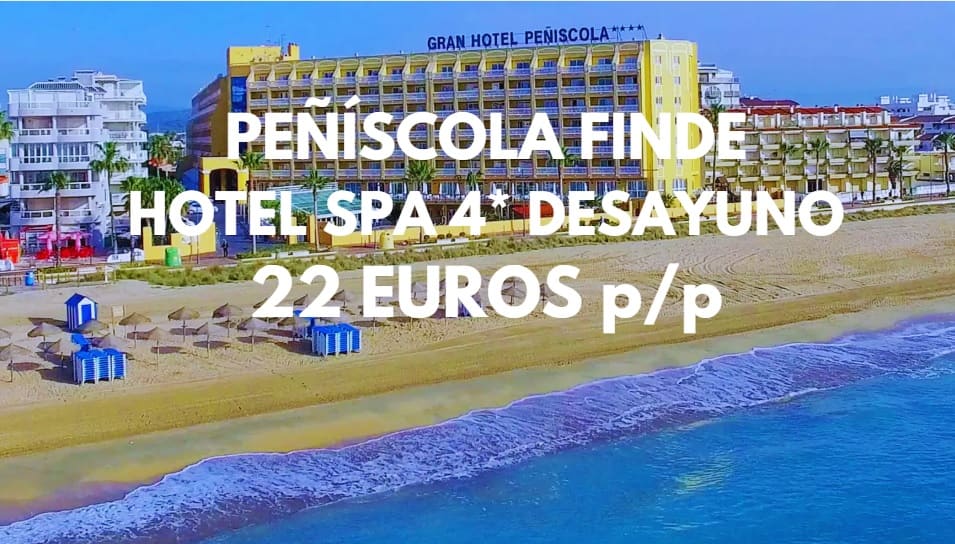 PEÑÍSCOLA FIN DE SEMANA: Suite Hotel 4* frente a la playa con desayuno incluido hasta tres pax SÓLO 23 Euros p/p